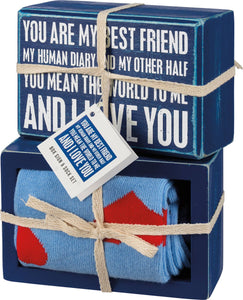 Box Sign And Sock Set - My Best Friend I Love You