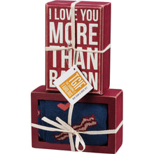 Box Sign And Sock Set - I Love You More Than Bacon