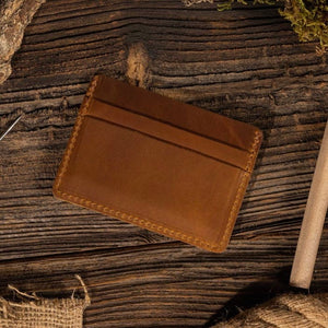 Leather Card Holder Wallet - Light Brown