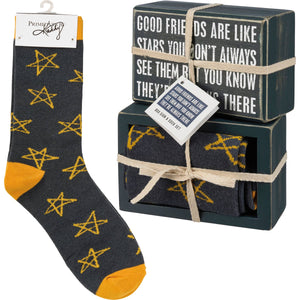 Box Sign And Sock Set - Good Friends Are Like Stars