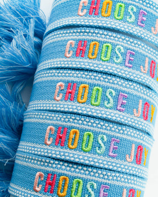 Colorful Embroidered Bracelets | Aqua | Choose Happy