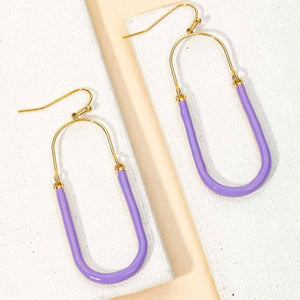 Earrings Lavender + Gold Oval Hoops