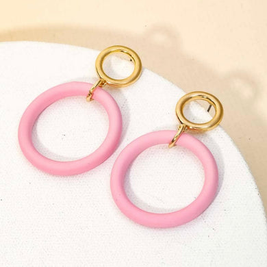 Earrings Light Pink Drop Hoop