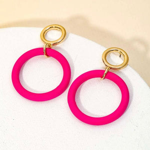 Earrings Hot Pink Drop Hoop